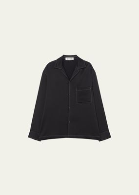 Men's Contrast-Stitch Oversized Shirt