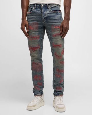 Men's Contrast Weft Blowout Jeans