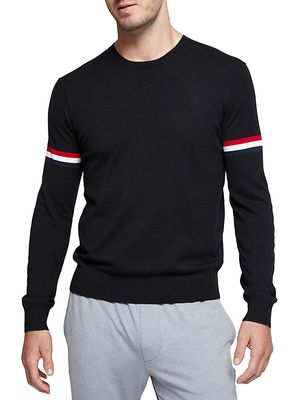 Men's Coolmax Crewneck Striped Sweater - Black - Size XL - Black - Size XL