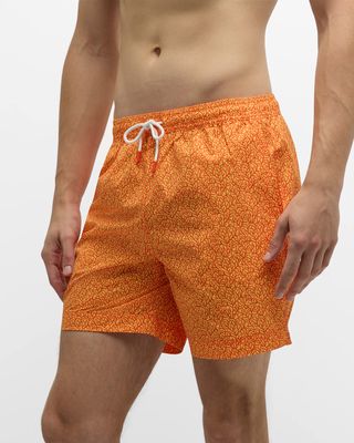 Men's Coral-Print Quick-Dry Swim Shorts
