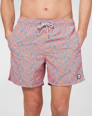 Men's Coral-Print Swim Shorts
