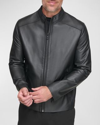 Men's Corbio Matte Leather Racer Jacket
