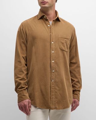 Men's Corduroy Casual Button-Front Shirt