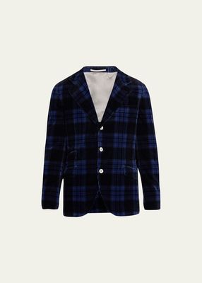 Men's Corduroy Plaid Formal Jacket