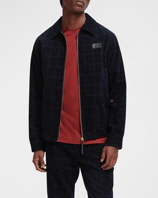 Men's Corduroy Tonal Plaid Blouson Jacket