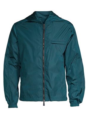 Men's Cotton & Cashmere Zip Hoodie - Green - Size 40 - Green - Size 40