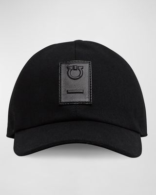 Men's Cotton and Leather Gancini Baseball Hat