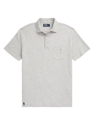 Men's Cotton & Linen Oxford Polo Shirt - Spring Heather - Size XXL