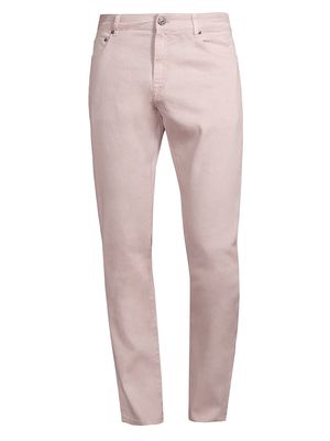 Men's Cotton & Linen Stretch Straight-Leg Jeans - Pink - Size 32 - Pink - Size 32