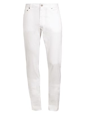 Men's Cotton & Linen Stretch Straight-Leg Jeans - White - Size 32 - White - Size 32