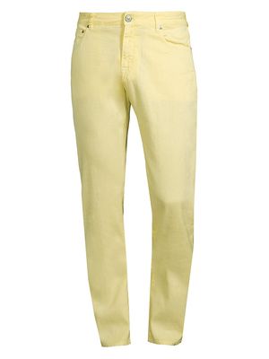 Men's Cotton & Linen Stretch Straight-Leg Jeans - Yellow - Size 30 - Yellow - Size 30