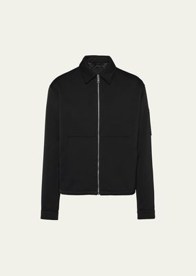 Men's Cotton and Silk Zip-Front Blouson Jacket