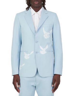 Men's Cotton Blazer Singing Doves - Sky Blue - Size Small