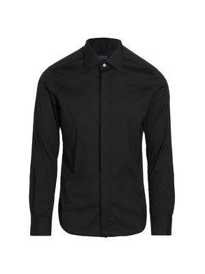Men's Cotton-Blend Button-Front Shirt - Black - Size 15.5 - Black - Size 15.5