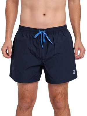 Men's Cotton-Blend Swim Shorts - Navy - Size Small