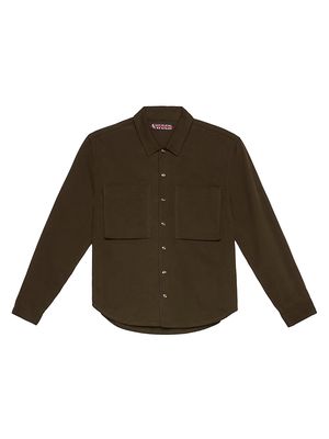 Men's Cotton Button-Front Overshirt - Verona Green - Size Large