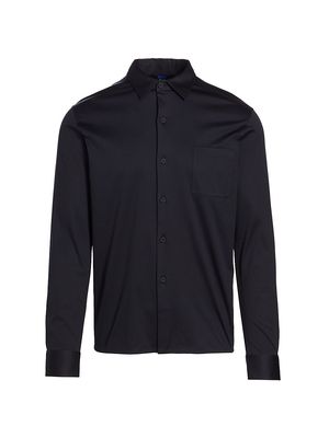 Men's Cotton Button-Front Shirt - Blue - Size Small - Blue - Size Small