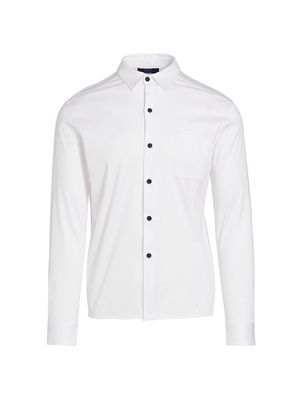 Men's Cotton Button-Front Shirt - White - Size Small - White - Size Small