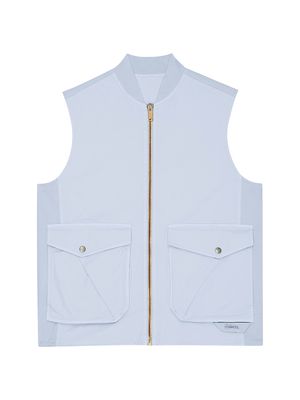 Men's Cotton Cargo Vest - Pale Grey - Size Small - Pale Grey - Size Small