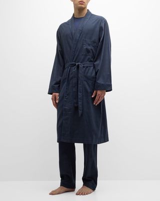 Men's Cotton-Cashmere Brushed Flannel Plaid Robe