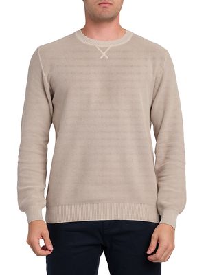 Men's Cotton Crewneck Sweater - Beige - Size Small