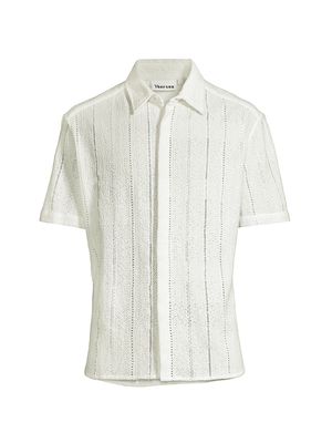 Men's Cotton Crochet Shirt - White - Size Large - White - Size Large
