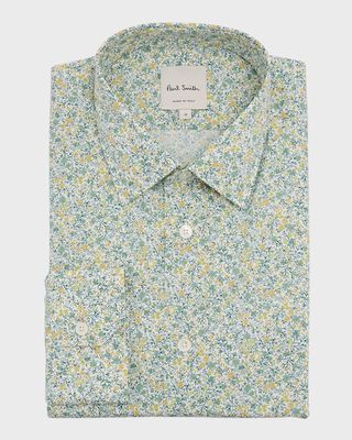 Men's Cotton Floral-Print Sport Shirt