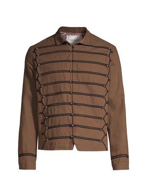 Men's Cotton Hussar Jacket - Brown - Size Small - Brown - Size Small