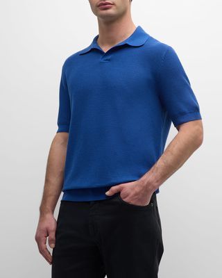 Men's Cotton Knit Short-Sleeve Polo Sweater