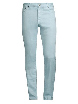 Men's Cotton-Linen Slim-Straight Jeans - Light Blue - Size 34 - Light Blue - Size 34