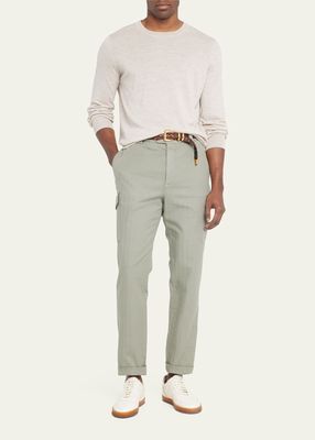 Men's Cotton-Linen Stretch Cargo Trousers