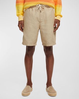Men's Cotton-Linen Twill Bermuda Shorts
