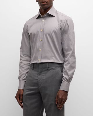 Men's Cotton Micro-Houndstooth Sport Shirt