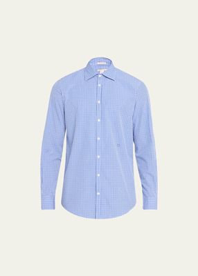 Men's Cotton Micro-Plaid Sport Shirt