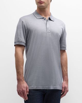 Men's Cotton Micro-Stripe Polo Shirt