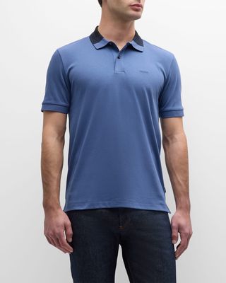 Men's Cotton Polo Shirt with Contrast Collar