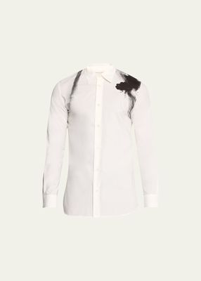 Men's Cotton Poplin Dragonfly Harness-Print Dress Shirt