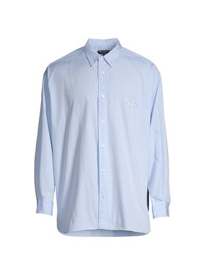 Men's Cotton Poplin Shirt - Sax - Size Small - Sax - Size Small