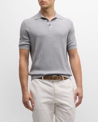 Men's Cotton Ribbed Polo Sweater