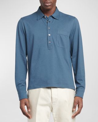 Men's Cotton-Silk Pique Polo Shirt