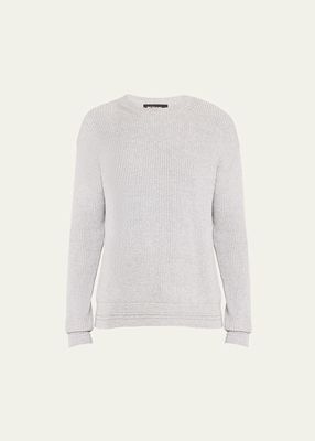 Men's Cotton-Silk Rib Knit Crewneck Sweater