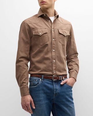 Men's Cotton Snap-Front Western Shirt