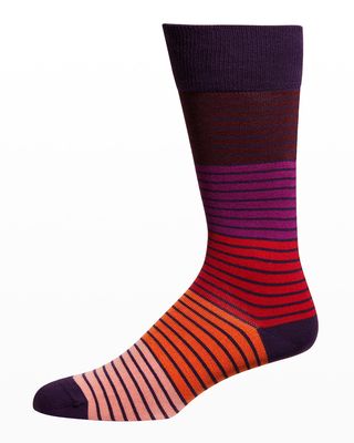 Men's Cotton-Stretch Gradient Stripe Crew Socks