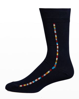 Men's Cotton-Stretch Multicolor Stripe Crew Socks