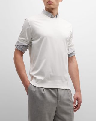 Men's Cotton-Stretch Short-Sleeve Sweatshirt