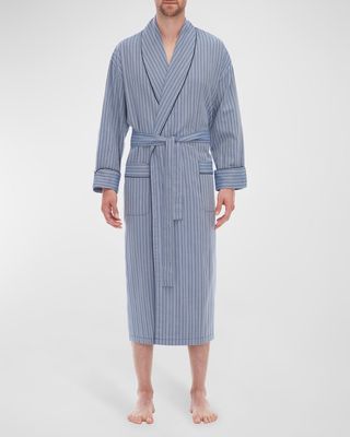 Men's Cotton Stripe Shawl Robe