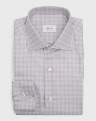 Men's Cotton Textured Check Dress Shirt