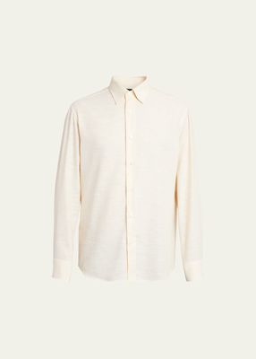 Men's Cotton Twill Casual Button-Down Shirt