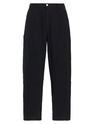 Men's Cotton Wide-Leg Pants - Black - Size 28