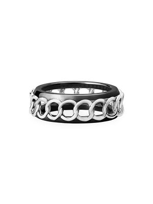 Men's Cozy Slim Sterling Silver Ring - Black - Size 6.5